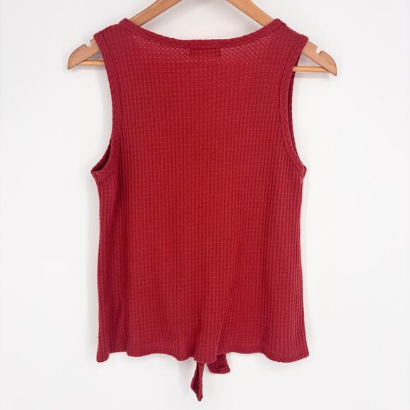 Altard State Rust Button-Down Tie Front V-Neck Waffle Knit Tank Size S - Picture 4 of 5